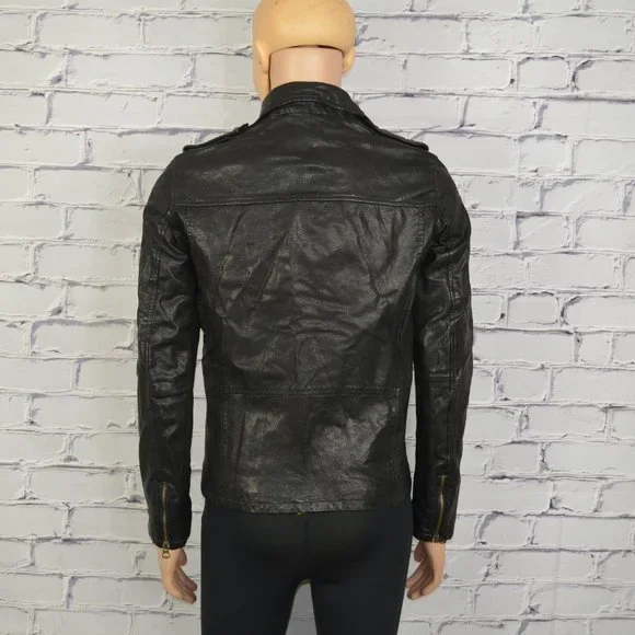 Mens Scotch and Soda Leather Biker Jacket Motorcycle cafe racer size small